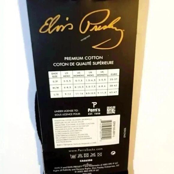 2/$30 BNWT Unisex  Elvis Presley Socks Black ELVIS Silver Block Letters - Picture 11 of 12